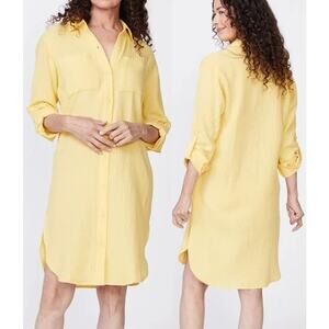 NWT Monrow 100% Cotton Gauze Knee Length Shirt Dress Sunny Yellow Womens Size XS